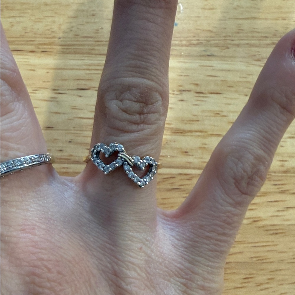 Elegant Gold and Silver Heart Ring
